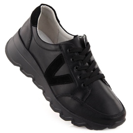 Baskets compensées en cuir noir pour femme Vinceza 7918 le noir