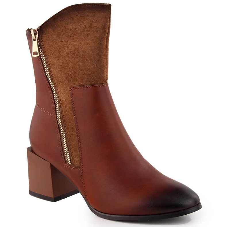 Bottines à talons hauts marron isolées pour femmes Jezzi ASA217-9 brun