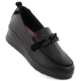 Chaussures en cuir pour femmes avec chaîne, noires Sergio Leone PB231-S