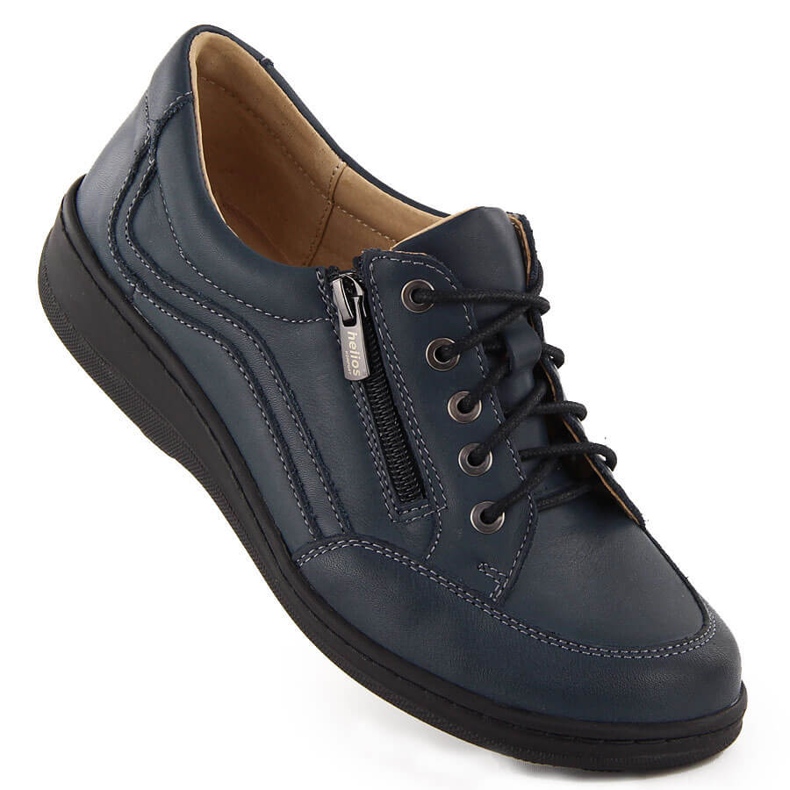 Chaussures confortables en cuir pour femmes, bleu marine Helios 411