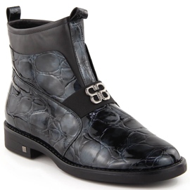 Bottines en cuir verni pour femmes, noires, Potocki 12544 le noir Bottines en cuir verni pour femmes, noires, Potocki 12544 le noir