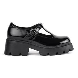 Chaussures femme vernies noires à plateforme le noir