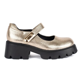 Chaussures plateforme femme dorées