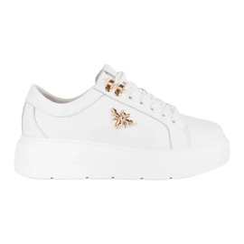 Baskets à plateforme en cuir blanc