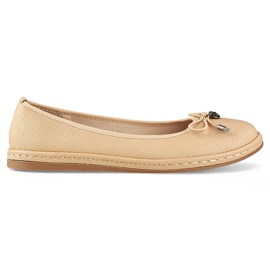 Ballerines femme beiges avec semelle intérieure en cuir, chaussures femme confortables