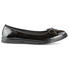 Ballerines noires vernies pour femmes avec semelle intérieure en cuir, chaussures confortables pour femmes