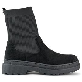 Bottines classiques noires avec tige en chaussette le noir