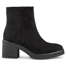Bottines classiques noires pour femmes avec un talon confortable, bottines pour femmes en daim le noir