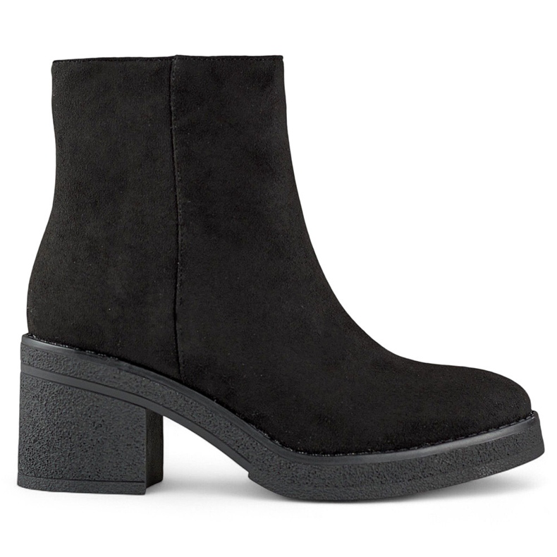 Bottines classiques noires pour femmes avec un talon confortable, bottines pour femmes en daim le noir