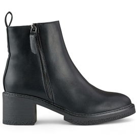 Bottines classiques noires pour femmes avec un talon confortable, bottines pour femmes en éco-cuir le noir