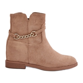 Bottines pour femmes avec coin caché en suède écologique, beige Ofcorna