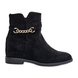 Bottines pour femmes avec coin caché en suède écologique, noir Ofcorna le noir