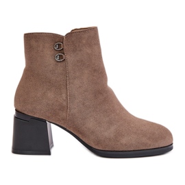 Bottines à talons hauts pour femmes fermées par une fermeture éclair, beige foncé par Tinamar