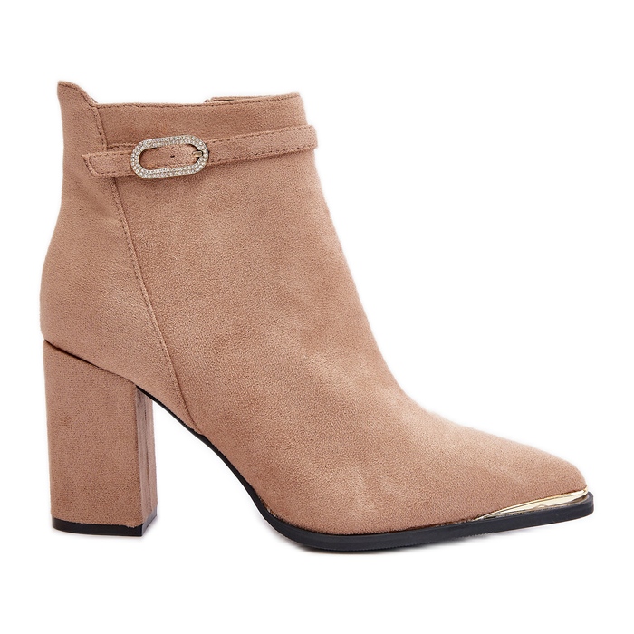 Bottines isolées femme à bout pointu sur talon haut, Beige Laoreina