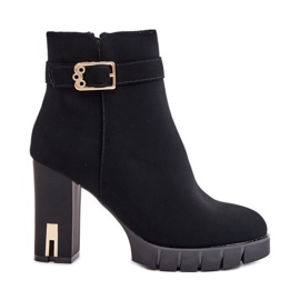 Bottines femme isolées à boucle dorée, noir Taitra le noir