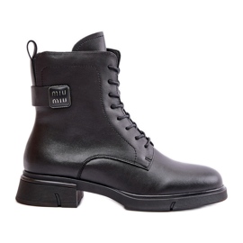 Bottes de travail isolées pour femmes, cuir naturel, noir Vinceza 66688