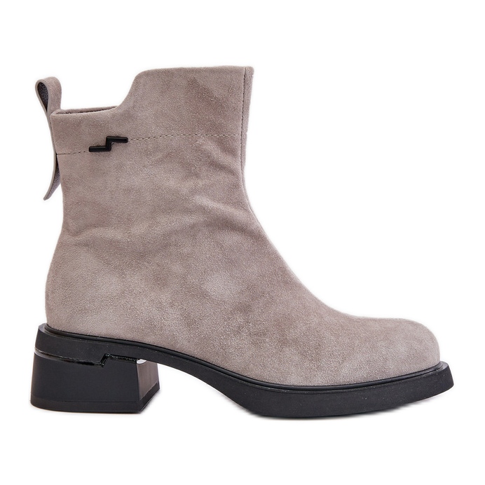 Bottes isolees pour femmes en daim naturel avec fermeture eclair gris Vinceza 66696