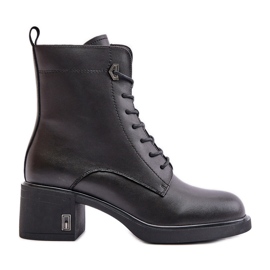 Bottines isolées à talons hauts en cuir naturel, Noir Vinceza 66689