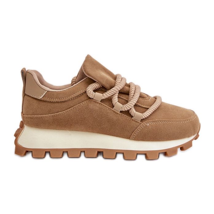 Chaussures de sport baskets sur plateforme en éco-daim, marron Riadella beige
