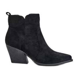 Bottes de cowboy isolées en suède écologique avec fermeture éclair, noir Virtris