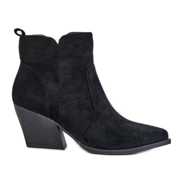Bottes de cowboy isolées en suède écologique avec fermeture éclair, noir Virtris le noir