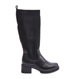 Bottes à enfiler Vaimi noires avec tige élastique au-dessus du genou le noir