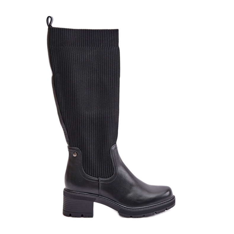Bottes à enfiler Vaimi noires avec tige élastique au-dessus du genou le noir Bottes à enfiler Vaimi noires avec tige élastique au-dessus du genou le noir