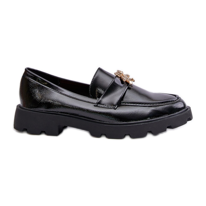 Mocassins Femme Laqués Avec Ours En Peluche, Noir Kaithra le noir