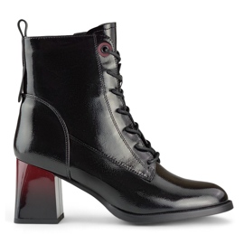 Bottines à lacets, bottines élégantes en cuir verni le noir