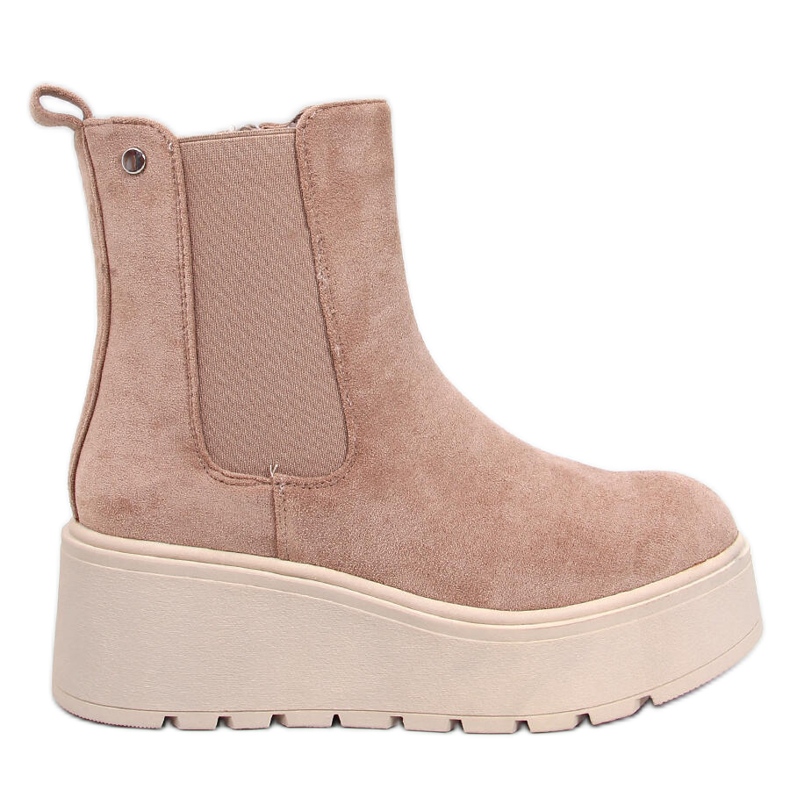 Bottines Chelsea plateforme Ronda Kaki beige