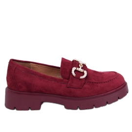 Karins Mocassins à boucle en daim bordeaux rouge Karins Mocassins à boucle en daim bordeaux rouge
