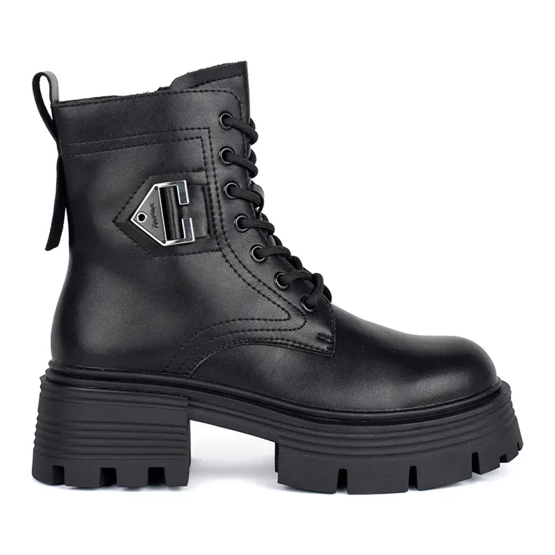 Boots noires en cuir à semelle épaisse le noir