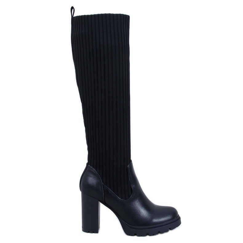 Jaida Bottines noires à talons hauts avec tige élastique le noir