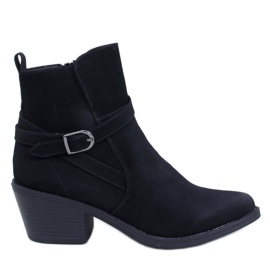 Cunnig Bottes de cowboy noires à talons bas le noir