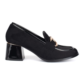 Chaussures femme en daim à talon épais le noir