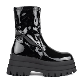 Bottines noires vernies sur plateforme haute