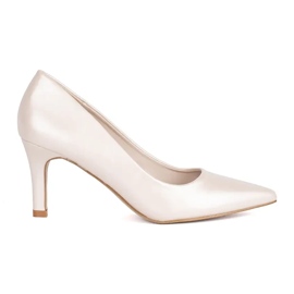 Escarpins à talons aiguilles en perles classiques et élégants beige