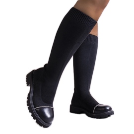 Boots noires ornées de zircons Sayega