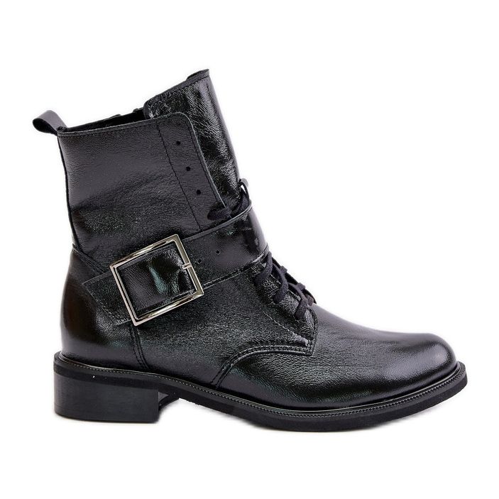 Zazoo 2949 Bottines en cuir avec boucle, noir le noir