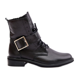 Zazoo 2949 Bottines en cuir avec boucle, noir le noir