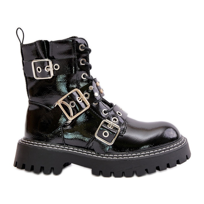 Bottes Ouvrières Brevetées Avec Boucles Noir Serizia le noir Bottes Ouvrières Brevetées Avec Boucles Noir Serizia le noir