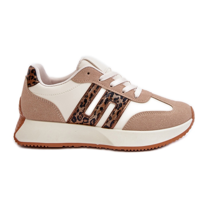 Baskets léopard pour femmes, chaussures de sport sur plateforme, Beige Thari