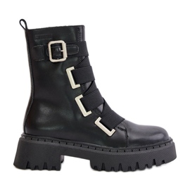Bottes chaudes en cuir pour femmes Big Star OO274A256 Noir le noir