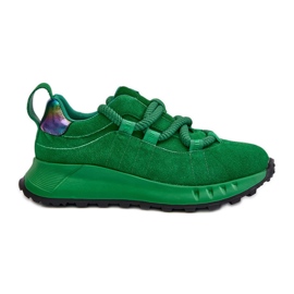 Baskets Femme En Daim À Laçage Épais Artiker 55C0099 Vert