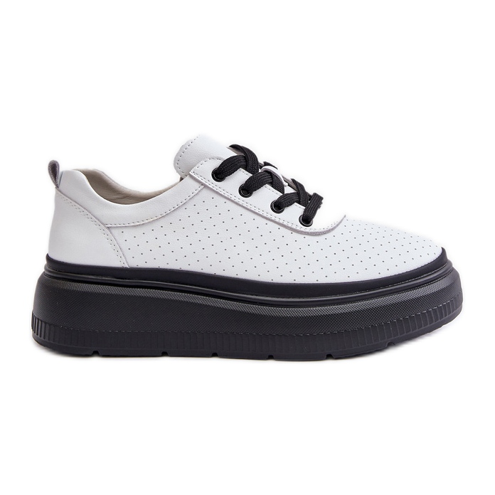 Chaussures de sport pour femmes sur plateforme, cuir naturel, blanc 41470 Vinceza blanche