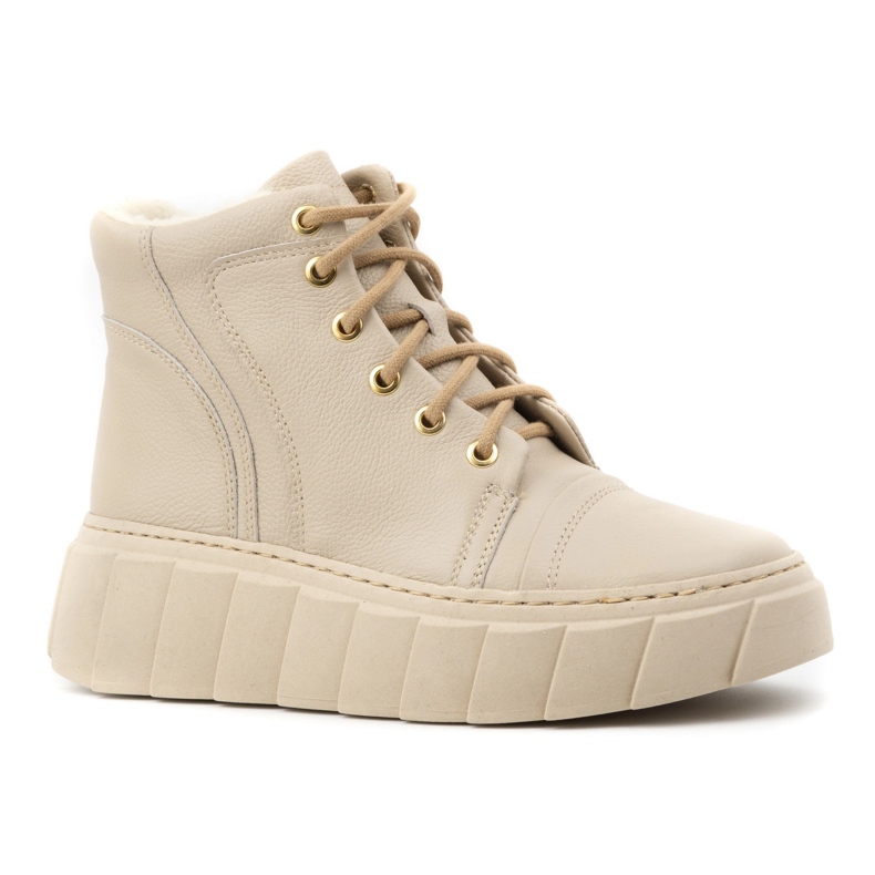 Olivier Bottes d'hiver isolées en cuir pour femme 1179, beige