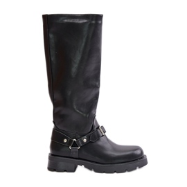 Bottes isolées pour femmes avec fermeture éclair en cuir écologique noir Tialethe le noir