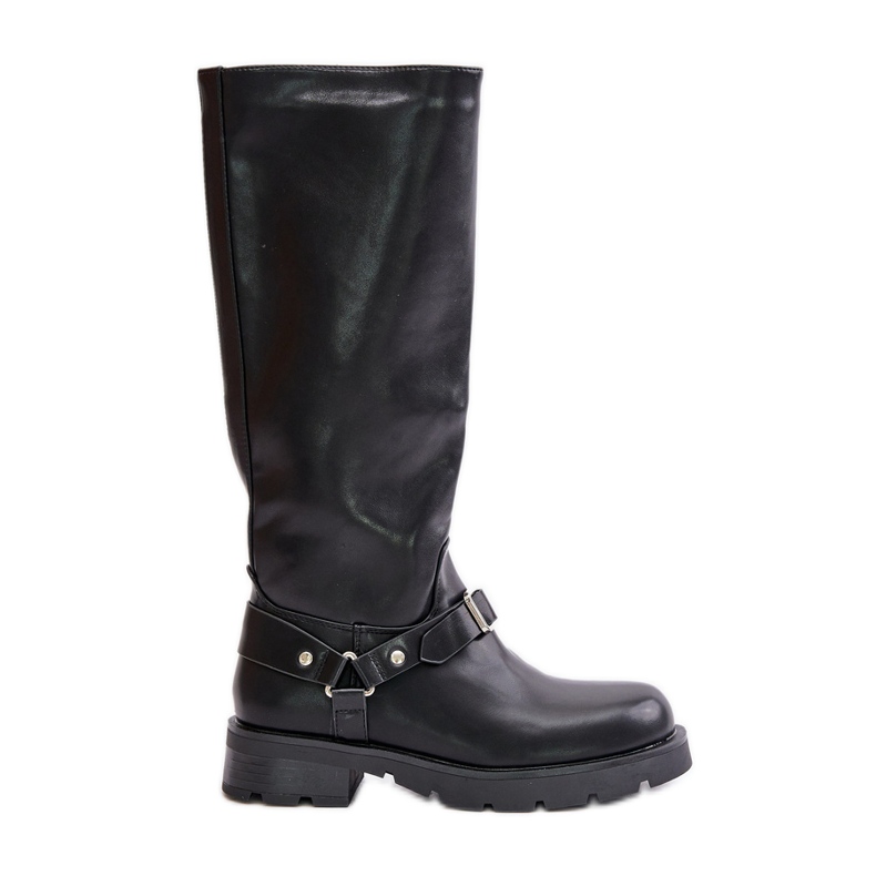 Bottes isolées pour femmes avec fermeture éclair en cuir écologique noir Tialethe le noir
