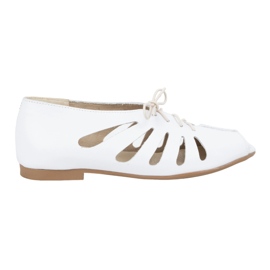 Exquisite Ballerines femme en cuir ajouré 1444EX Blanc blanche