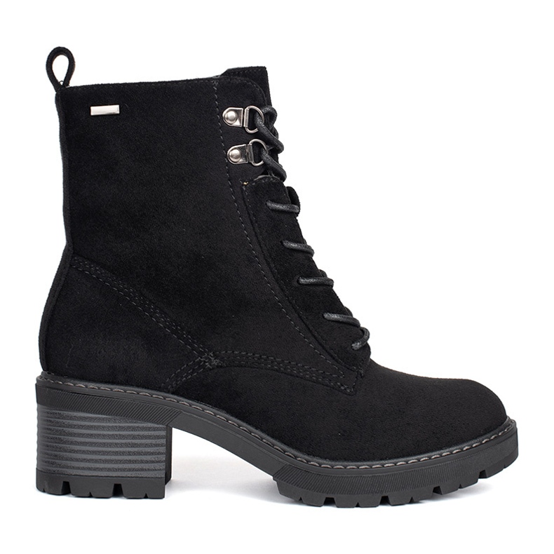 Bottines en daim noir à liens le noir
